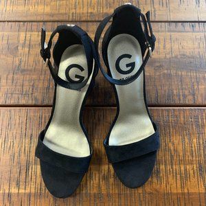 G by Guess | Black Suede Heeled Sandals